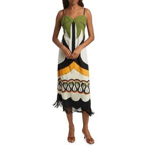 Farm Rio Coconut Tree Flow Cutwork Midi-Dress Size M